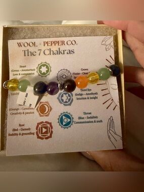Wool + Pepper Co. 7 Chakra Multi-Gemstone Beaded Bracelet - Multicolor